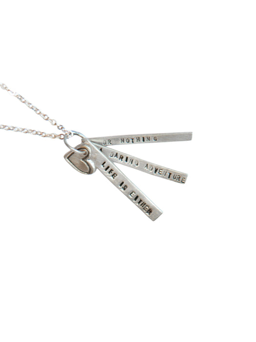 Chocolate & Steel Long-Bar Quote Necklace Helen Keller