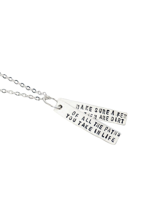 Chocolate & Steel Long-Bar Quote Necklace John Muir