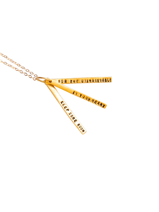 Chocolate & Steel Long-Bar Quote Necklace Mary Oliver