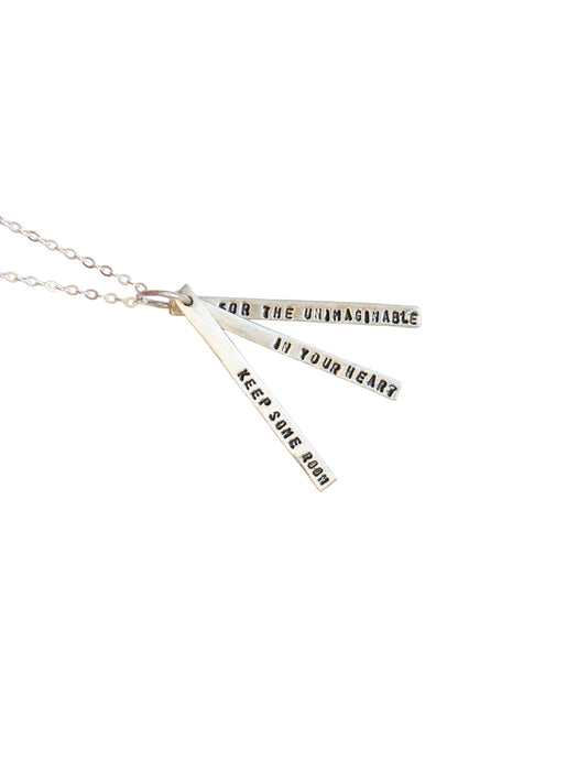 Chocolate & Steel Long-Bar Quote Necklace Mary Oliver