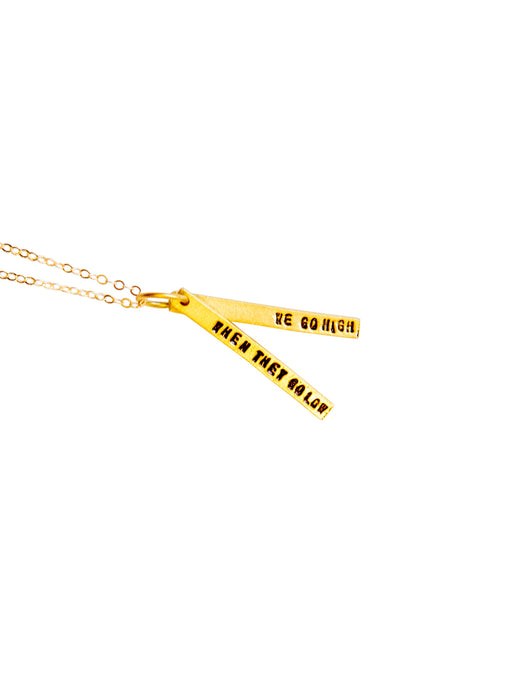 Chocolate & Steel Long-Bar Quote Necklace Michelle Obama