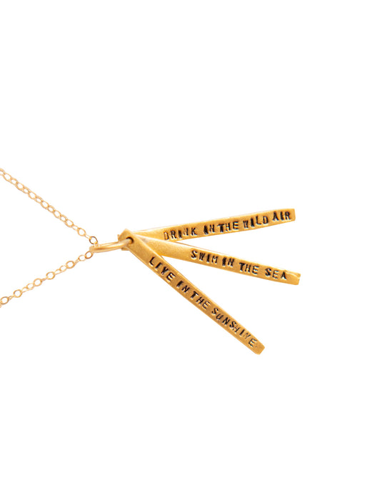 Chocolate & Steel Long-Bar Quote Necklace Ralph Waldo Emerson