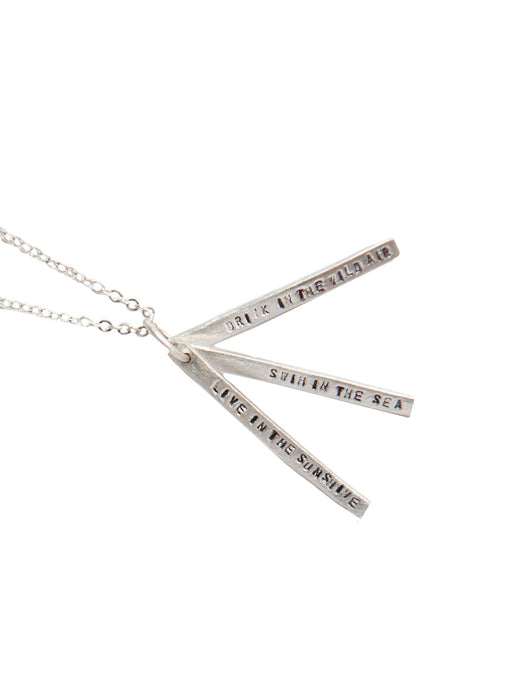 Chocolate & Steel Long-Bar Quote Necklace Ralph Waldo Emerson