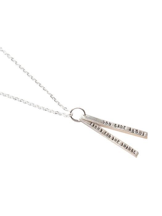 Chocolate & Steel Long-Bar Quote Necklace Ruth Bader Ginsburg