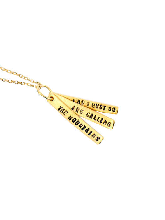 Chocolate & Steel Long-Bar Quote Necklace John Muir