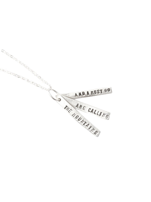 Chocolate & Steel Long-Bar Quote Necklace John Muir