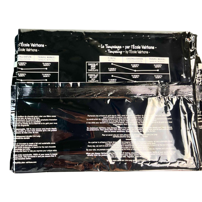 Valrhona Gianduja Noir Block – Dark chocolate and 30% hazelnut praline, smooth texture, Kosher Dairy, ideal for bonbons and ganache