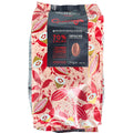 Bag of Valrhona Guanaja 70% dark chocolate feves (discs), 3kg, with red cacao pod illustrations and black label