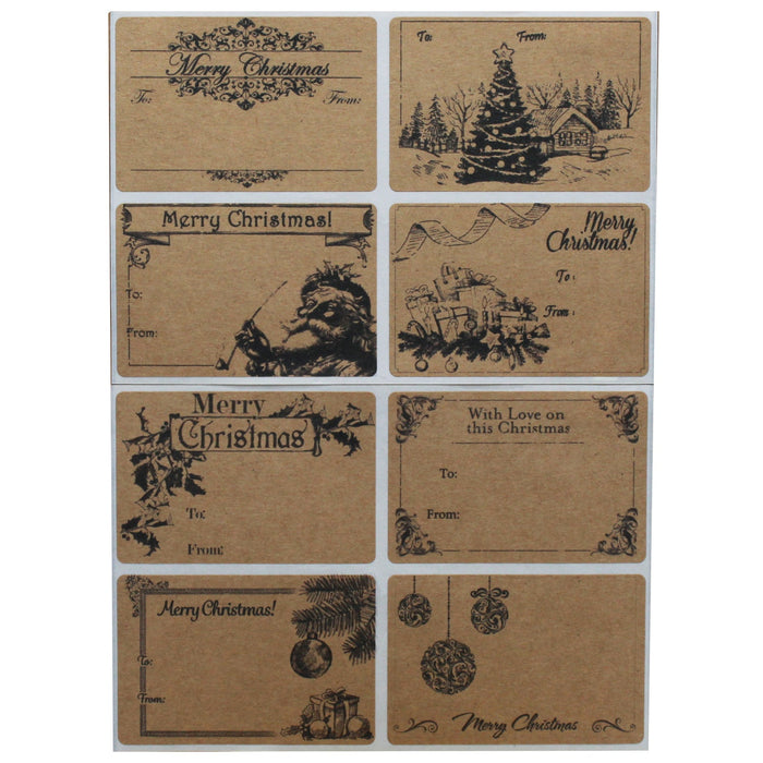 Christmas To/From Stickers (8 Designs) -- 32 pack,  2" x 3" Rectangles