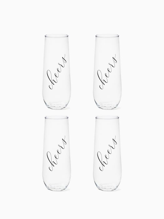 Classic Cheers (Black) - RESERVE 9oz Stemless Champagne Tritan™ Copolyester Glass