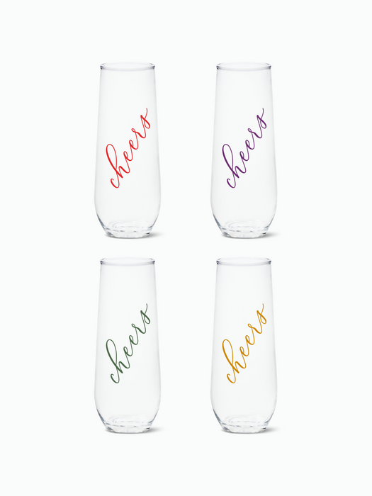 Classic Cheers (Color) - RESERVE 9oz Stemless Champagne Tritan™ Copolyester Glass