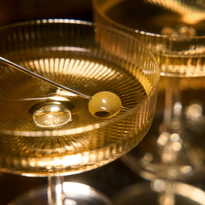 Ribbed Coupe Cocktail Glasses 8 oz | Set of 4 (Clear)
