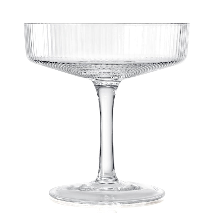 Ribbed Coupe Cocktail Glasses 8 oz | Set of 4 (Clear)