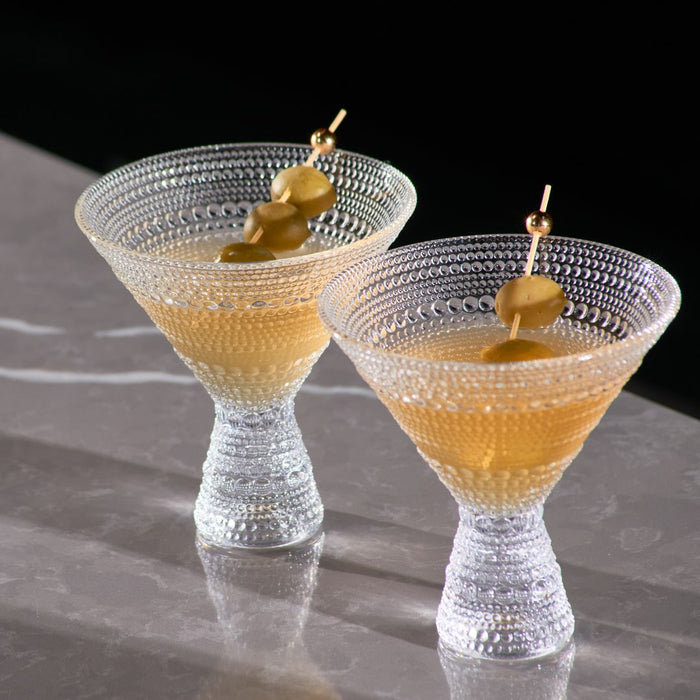 Clear Hobnail Martini Glasses - Embossed Martini Glasses - 9oz