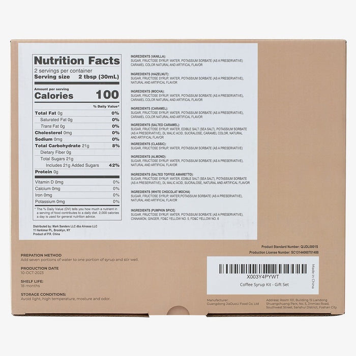 Gourmet Coffee Syrup Rack Gift Set, Includes Display Rack - Flavored Coffees Sweetener, 10 50mL Coffee Syrups, Includes Classic Mocha Vanilla Salted Caramel Flavoring Chai Latte, Protein Shake Flavors