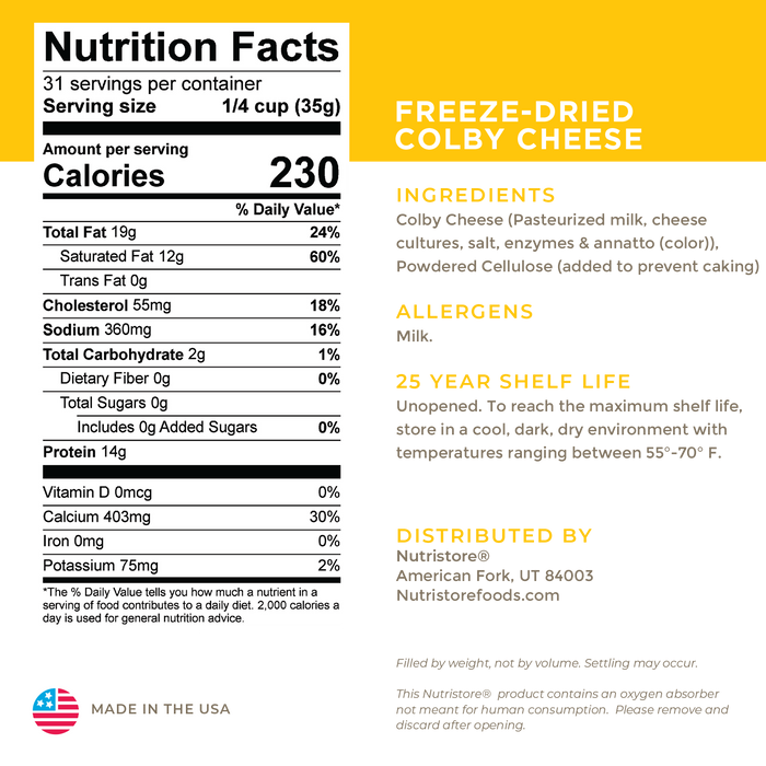 Colby Cheese Freeze Dried - #10 Can