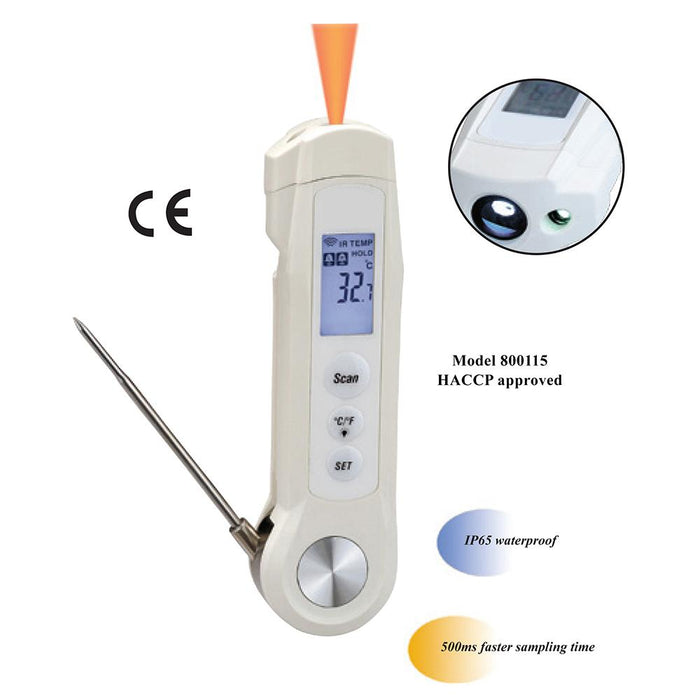 Compact Infrared Food Safety Thermometer with IR + Probe