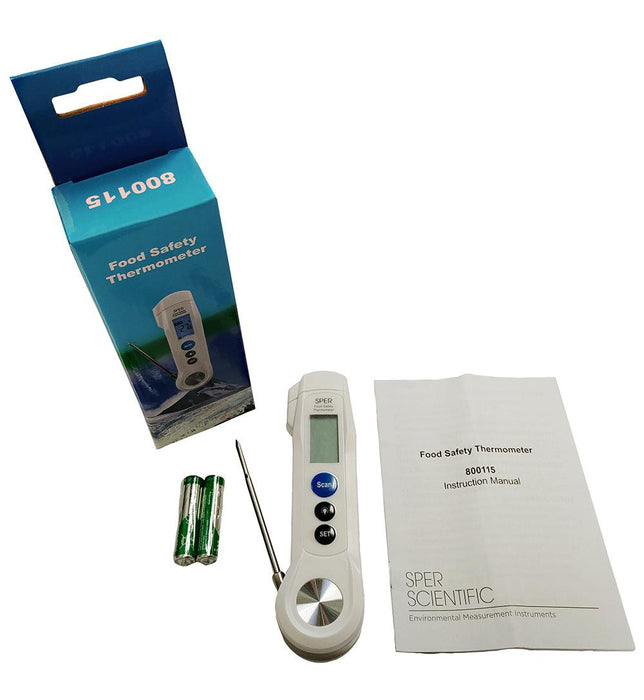 Compact Infrared Food Safety Thermometer with IR + Probe