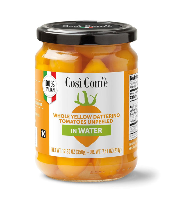 Così Comè, Whole Yellow Datterino Tomatoes unpeeled in water (12.354 oz) 350g