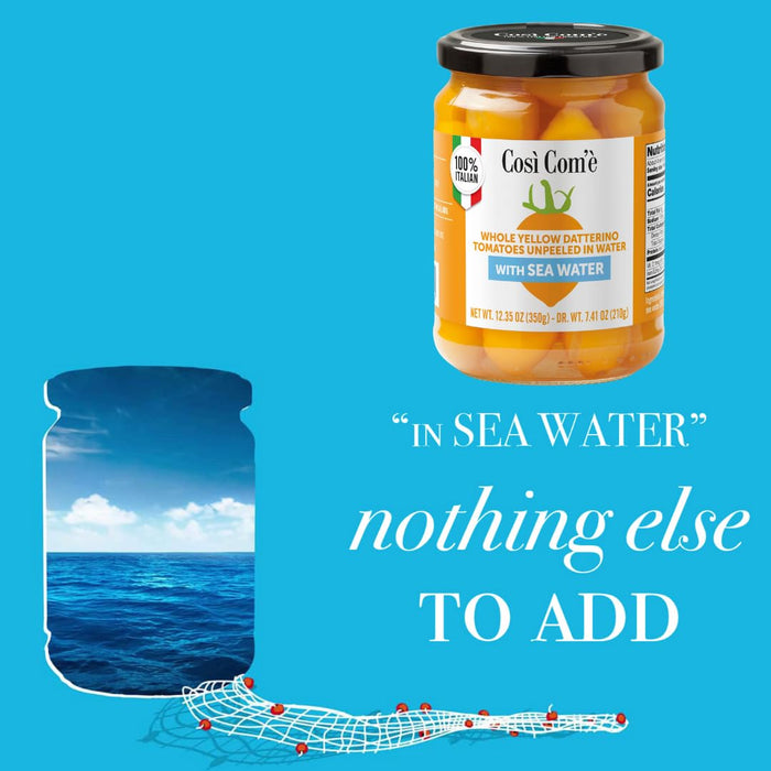 Così Comè, Whole Yellow Datterini Tomatoes in Sea Water, (12.354 oz) 350g