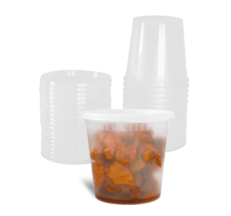 24oz PP Clear Plastic Injection Molded Deli Containers & Lids (117mm) - 240 sets