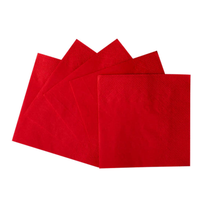 Napkin, Beverage, 9.5" x 9.5",  2 Ply Premium, 1/4 Fold, Red - 1,000 pcs