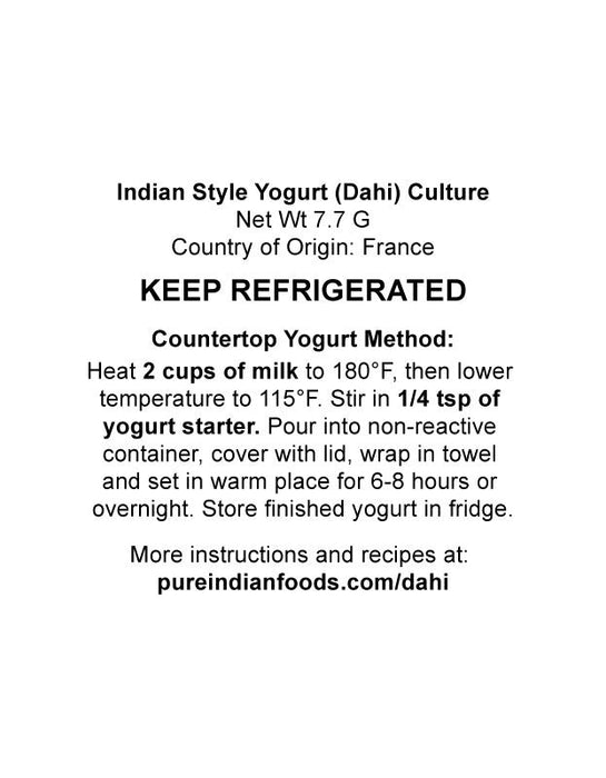 Indian Style Yogurt (Dahi) Culture - YO-MIX 900 LYO 50 DCU