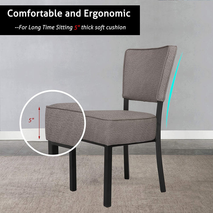 Classic Dining Chair Set of 2, Modern Style Family Leisure Chair with Stainless Steel Legs, PU Leather Mid Back Side Chair, Gray
