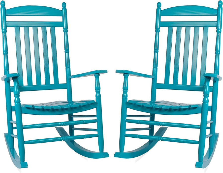 Set of 2 Outdoor Rocking Chairs, Outdoor Indoor Oversized Patio Rocker Chair High Back Rocker, Blue