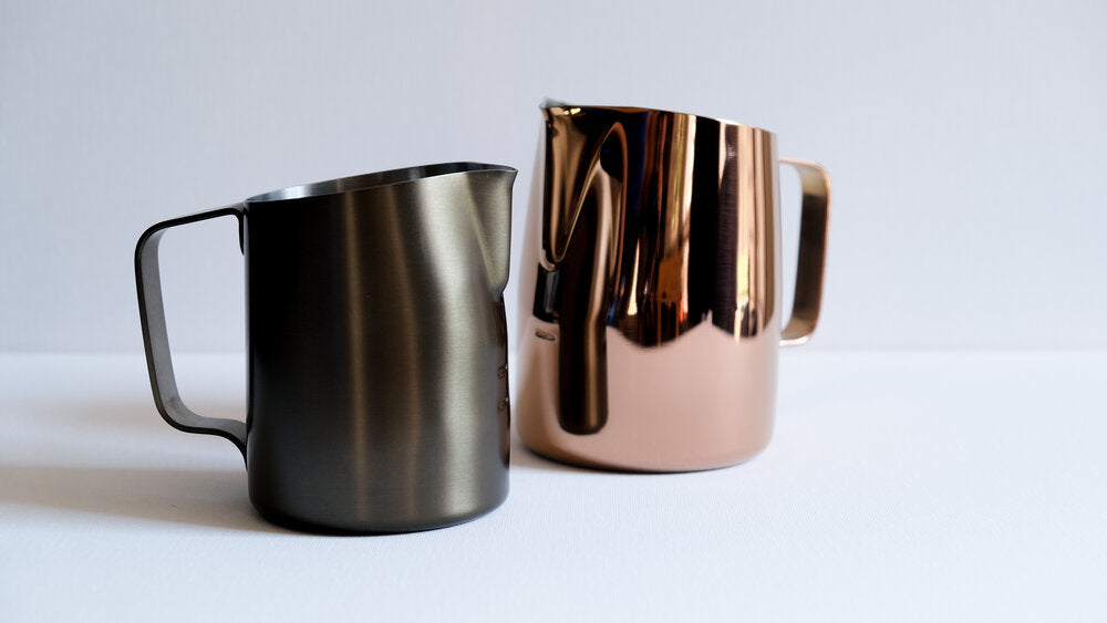 15oz Latte Art Pitcher with Round Spout in Titanium Rose Gold