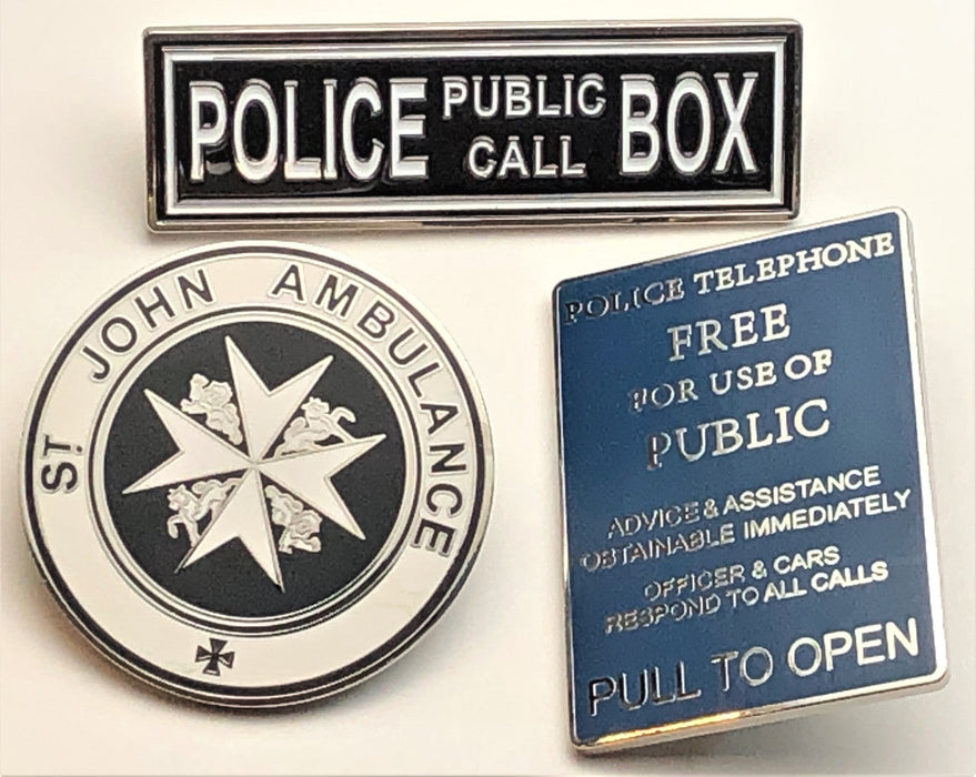 Doctor Who Exclusive Lapel Pin - TARDIS Police Box Images - Set of 3