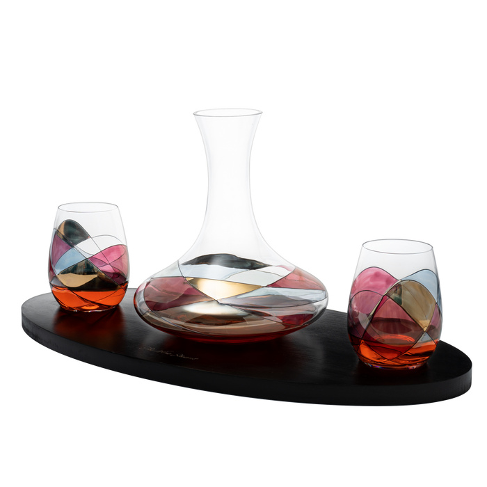 The Wine Savant Artisanal Hand Painted Renaissance Romantic Stained Glass Windows, Artisanal Hand Painted Glassware Gift Idea for Her/Him, Birthday, Housewarming, Gifts