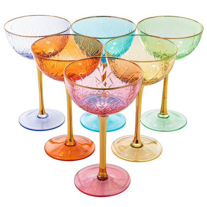Vintage Art Deco Coupe for Champagne | Set of 6 | 7 oz