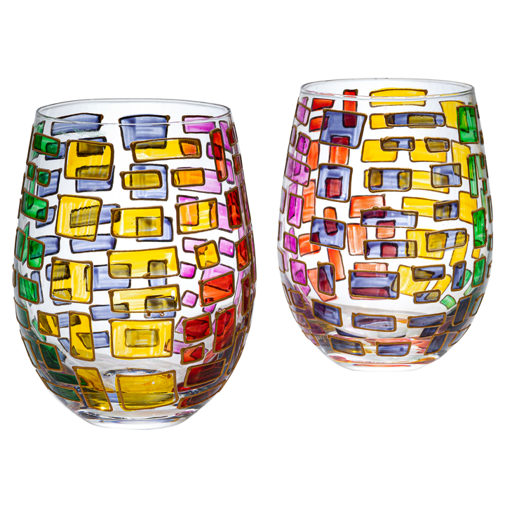 wine glass stained glass Renaissance Stained Glass Windows, (Stemless Wine Glasses) — Specialty Food  Source