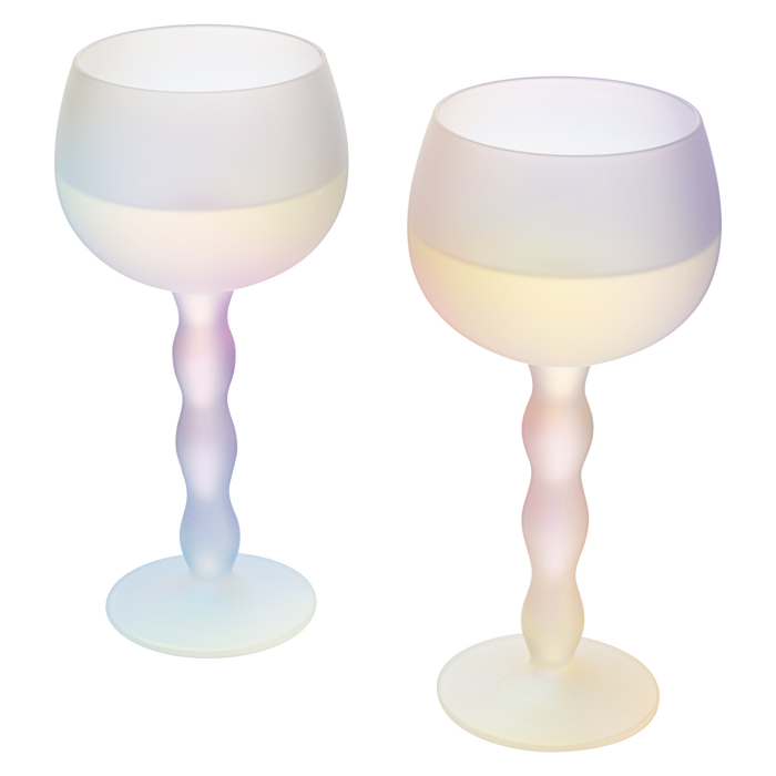 Aesthetic Iridescent Cloud Elegant Crystal Wine & Water Glasses, Hand Blown, Premium Trendy Sand Blasted Glasses - Stemmed Red White Wine Glasses, 100% Lead-Free - Pinot Noir - 7 oz Rim Set of 2