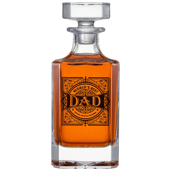 Gift for Dad Whiskey Decanter Gift Set | 730mL Decanter 2 Whiskey Glass | Father's Day, Birthday, Housewarming Gift for Your Loved One, Men, Dad, Him, Beautiful Wooden Gift Box