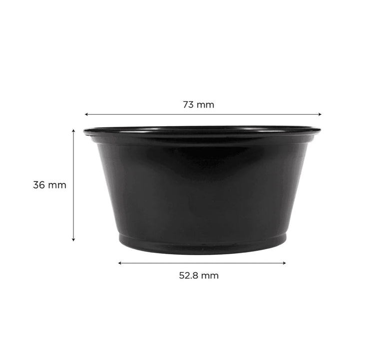 3.25 oz Portion Cups, PP Plastic, Black - 2,500 pcs