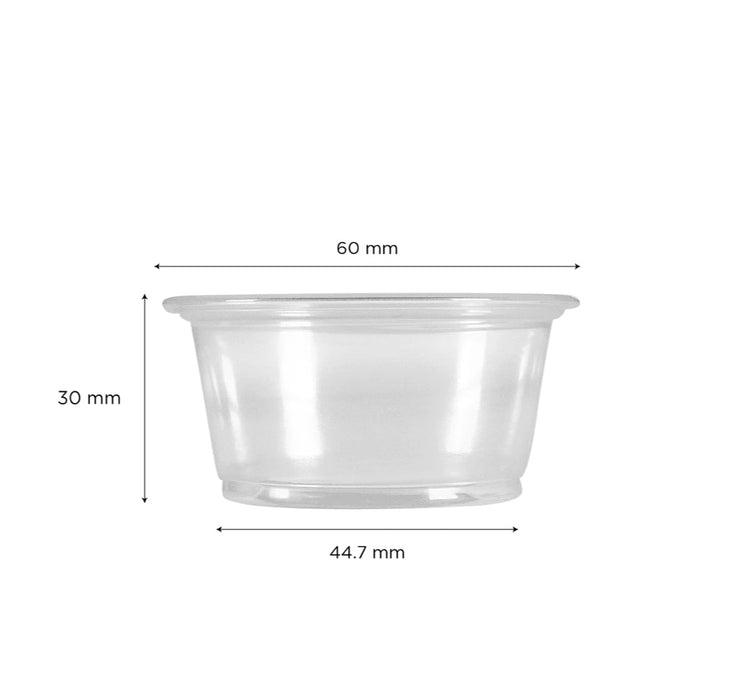 2 oz Portion Cups, PP Plastic, Clear - 2,500 pcs