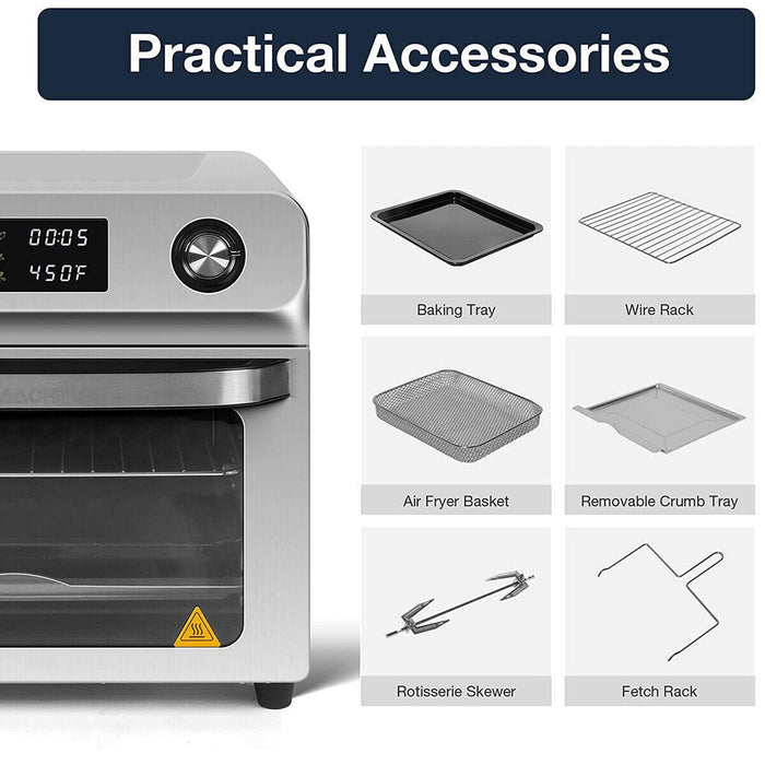 10-In-1 Air Fryer Toaster Oven, 24 QT Convection Countertop Oven Combination w/ 6 Accessories, Stainless Steel Finish, 1700W
