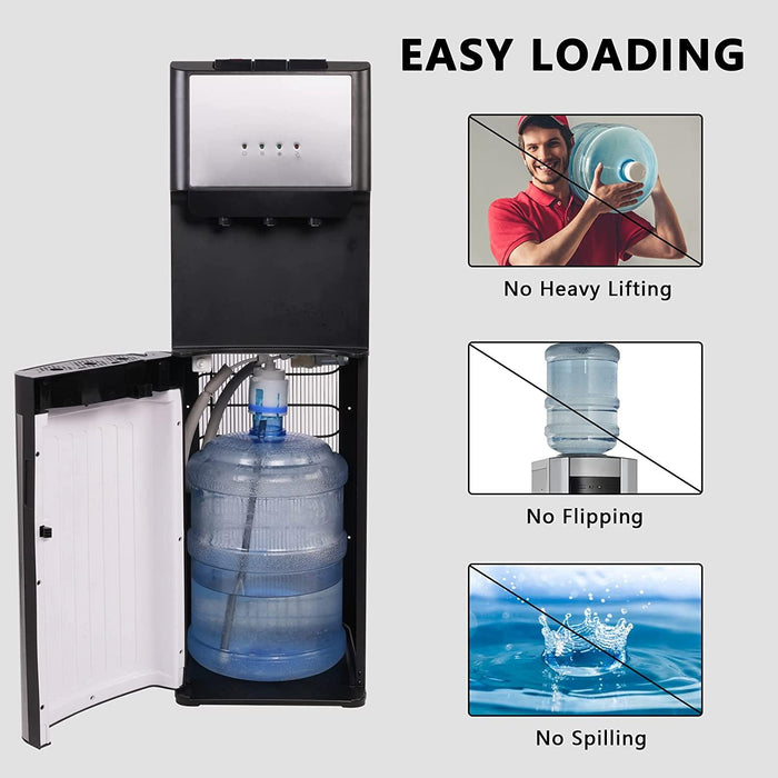 5 Gallon Bottom Loading Water Cooler Dispenser with 3-Temperature & Child Safety Lock, Black