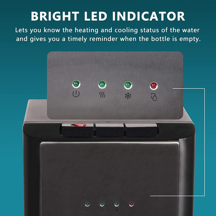 5 Gallon Bottom Loading Water Cooler Dispenser with 3-Temperature & Child Safety Lock, Black