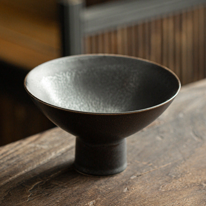 High Foot Snack Plate Ebony Black