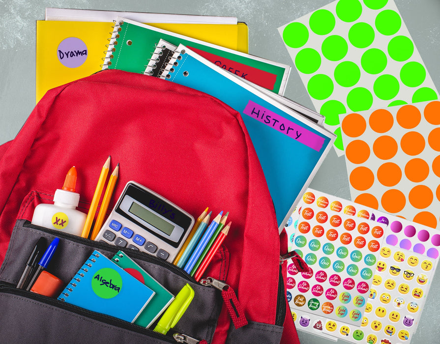 1" Permanent Round, Color-Code Dots: 1,000/Pack