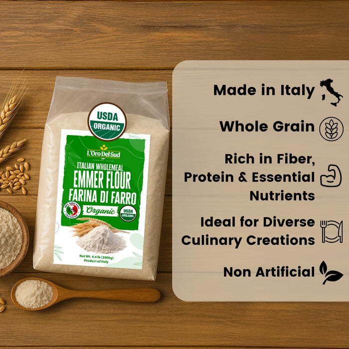 L'Oro Del Sud, Organic Emmer (Farro), (2 kg) 4.4 lb
