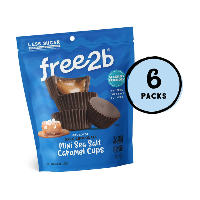 Free 2 B - Mini Dark Chocolate Sea Salt Cups, 3.5 oz (Pack of 6) - Gluten-Free Treat