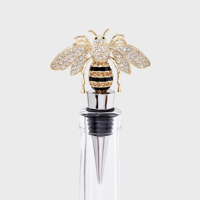 Stripey bee wine stopper