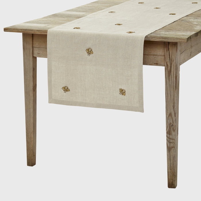 Embroidered golden bee table runner