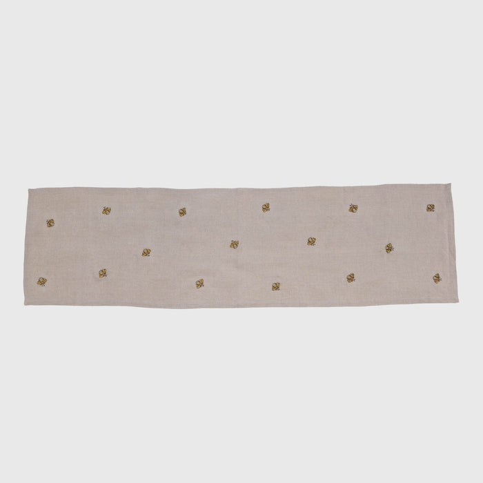 Embroidered golden bee table runner