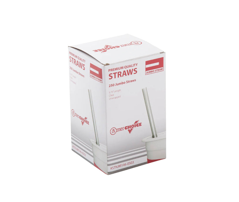 Straw, 5.75", Jumbo, Unwrapped, Clear, 12,500 pcs