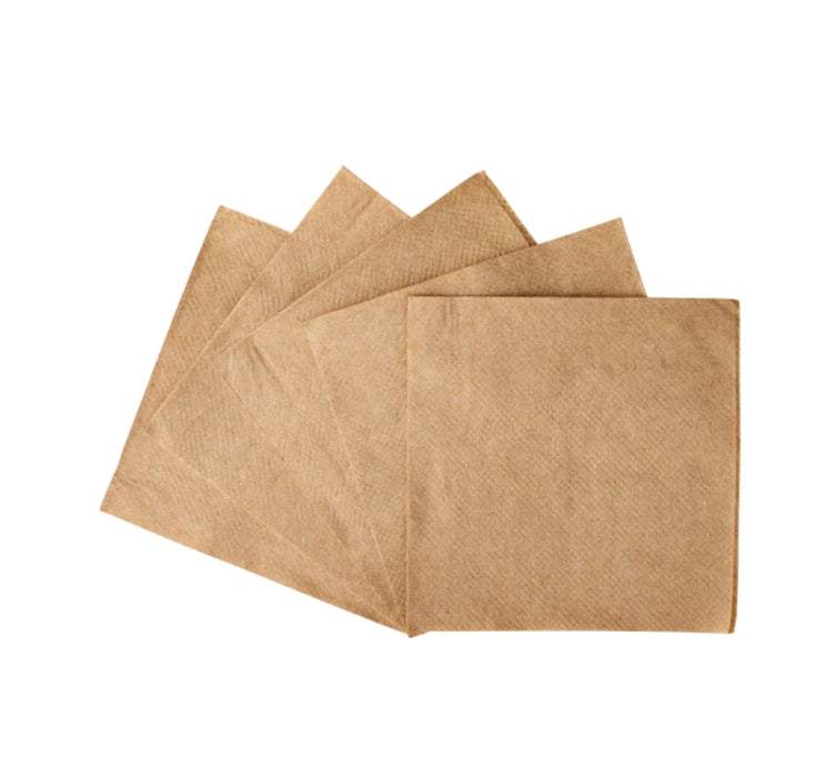 Napkin, Beverage, 9" x 9",  1 Ply, 1/4 Fold, Kraft - 4,000 pcs